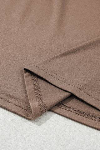 Smoke Gray Solid Color T Shirt 2pcs Wide Leg Pants Set