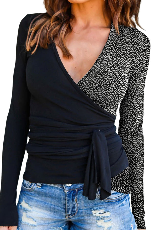 Tie Side Wrapped Long Sleeve Top