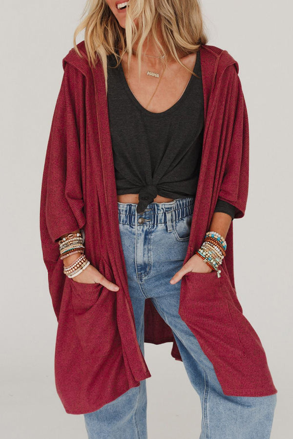 Red Hooded Cardigan