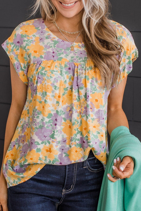 Lavender and Yellow Floral Top