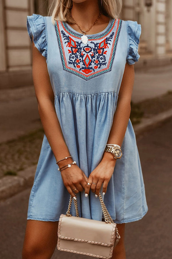 Delicate Blue Embroidered Dress